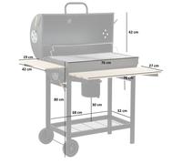 BBQ-Toro Chariot à charbon de bois | Ø 42 x (L) 80 cm | Fumoir à charbon Premium mobile