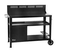 BBQ-Toro Chariot de barbecue 125 x 57 x 104 cm - Noir - Table de barbecue avec grande surface de travail - Table d'appoint de barbecue avec protection contre le vent - Chariot de barbecue d'extérieur