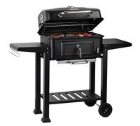 BBQ-Toro Chariot de cuisson au charbon de bois, avec bac à charbon réglable en hauteur, couvercle, thermomètre, taille XXL, grand fumoir de barbecue