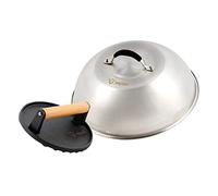 BBQ-TORO Cloche de Chauffage en Acier Inoxydable avec Poids de Viande en Fonte | Ø 31,5 cm | Cloche à Burger avec Presse à Viande, Cloche à Burger, Dôme de Fusion, Cloche de Service