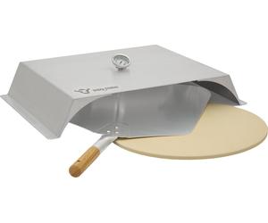 BBQ-Toro Couvercle à pizza en acier inoxydable avec thermomètre, pierre à pizza et pelle, couvercle à pizza pour gril à gaz
