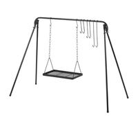 BBQ-Toro Gril à Bascule 10 Pièces | Support Grill avec 8 Crochets | Gril Pivotant, Support Cuisson | Foyer Extérieur | Plaque Réglable Hauteur | Set Grill, Support Suspendu