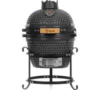 BBQ-Toro Gril Kamado au charbon de bois Ø 32 cm "HAIIRO" avec grille et thermomètre, Gris