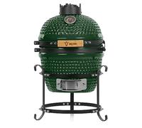 BBQ-Toro Kamado Haiiro Barbecue au charbon de bois, diamètre 32 cm, avec thermomètre, poignée en bois, en céramique, mini barbecue, vert