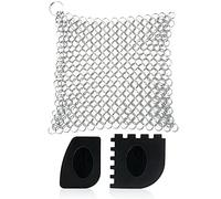BBQ-Toro Kit de nettoyage 3 pièces pour dutch oven | nettoyeur d'anneaux et grattoir pour barbecue en fonte | Kit d'entretien pour la fonte | Grattoir à barbecue en plastique, nettoyeur de chaîne