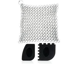 BBQ-Toro Kit de nettoyage 3 pièces pour dutch oven | nettoyeur d'anneaux et grattoir pour barbecue en fonte | Kit d'entretien pour la fonte | Grattoir à barbecue en plastique, nettoyeur de chaîne