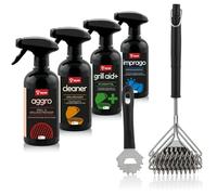 BBQ-TORO Kit d'entretien Polyvalent 6 pièces | Kit de Nettoyage pour Barbecue avec Brosse et grattoir | Nettoyant Puissant Aggro, nettoyant pour Barbecue, Spray d'entretien Grill aid+, Spray