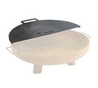 BBQ-Toro Plaque de barbecue en acier au carbone pour brasero, demi-ronde avec poignée, gris, accessoire de barbecue pour brasero, plaque de cuisson, tonneau à feu (diamètre 60 cm)