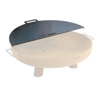 Plaque de cuisson en acier carbone BBQ-Toro, pour foyers de 80 cm de diamètre, demi-cercle avec poignée, couleur grise