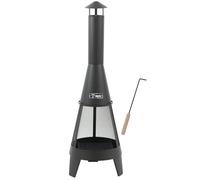 BBQ-Toro Poêle de terrasse avec pare-étincelles, grille de feu et tisonnier | 35,5 x 35 x 112 cm | Cheminée de jardin en acier | Four de jardin d'extérieur | Panier à feu | Poêle à bois source de