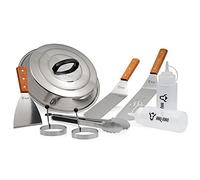 BBQ-Toro Set d'accessoires pour plancha de Barbecue en Acier Inoxydable (9 pièces) | Ensemble avec Cloche chauffante, spatule, Pince à Barbecue, flacons, Formes d'oeufs | Teppanyaki
