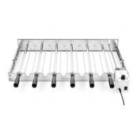 BBQ-Toro Tournebroche électrique en acier inoxydable avec 6 brochettes et moteur - Taille réglable (l) 70 x (P) 26-40 cm - Avec prise d'alimentation et USB - Broche de barbecue Mangal