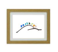 BBTISG Oiseaux Arc en Ciel en Verre de Mer, 20,3cm Oiseaux Arc en Ciel Sur Branche Figurine D'oiseau en Verre pour Chambre à Coucher, Bureau, Salon (Couleur Bois)
