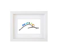 BBTISG Oiseaux Arc en Ciel en Verre de Mer, 20,3cm Oiseaux Arc en Ciel Sur Branche Figurine D'oiseau en Verre pour Chambre à Coucher, Bureau, Salon (blanc)