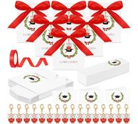 BBTO Cadeaux Invités Remise des Diplômes 50 Pièces Boîtes Dragées La Mia Laurea Porte-Clés Hibou Porte-Bonheur Cartons Pliants Vœux e Ruban Satiné Rouge Confettis Cérémonie Fête
