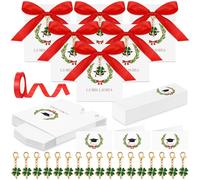 BBTO Cadeaux Invités Remise des Diplômes 50 Pièces Boîtes Dragées la Mia Laurea Porte-Clés Trèfle Porte-Bonheur Cartons Pliants Vœux et Ruban Satiné Rouge Confettis Cérémonie Fête