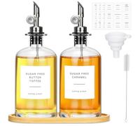 BBWELL 2pcs Bouteille Huile Olive et Vinaigre, Distributeur Automatique D'huile et de Vinaigre, 500ml, Verre, Réutilisable, Cylindrique, Pour la Cuisine
