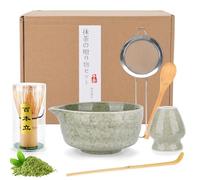 BBWELL Matcha Kit 6 Pièces - Coffret Matcha avec Bol à Matcha,Tamis,Support de Fouet à Matcha,Fouet à Matcha en Bambou,Cuillère et Spatule - Coffret Cadeau pour les Amateurs de Matcha (Vert Foncé)