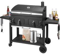 BC-ELEC Fumoir au charbon de bois JY-114 XXL avec boîte à fumoir, chariot de barbecue, thermomètre intégré, grande capacité