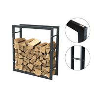 Range-bûches en acier noir Bc-elec HHWPF0024 80x100x25CM