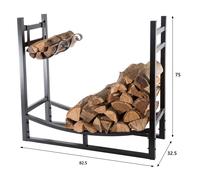 Bc-elec - HMFR-16 Rangement bois en acier noir 82.5X33X75CM, rack pour bois de chauffage, range-bches