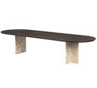 BC17 T-Rox Table ovale Table de salle à manger Janua chêne fumé huilé anthracite, brossé, pied pierre Ceppo beige / L 360 x P 120 x H 75 cm - JANUA BC17 OVAL EI RAU BEI 360