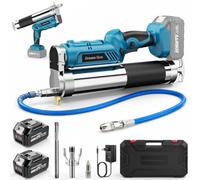 Bclythax Pompe a Graisse Electrique 12000 PSI 2-en-1,600ml(4.9 oz/Min) | Compatible avec Makita 18V Batteries avec 2 Batteries 4.0Ah Chargeur,3 Embouts,Tuyau Flexible LED pour Tracteur,Camion,Engins