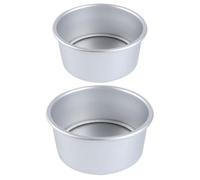 BCOATH 2 Pièces Moule à Gâteau Rond en Alliage D'aluminium Anodisé Fond Amovible de 15cm, Design à Fond Vivant Cuisson Solide et Démoulage Facile, pour Tartes Individuelles
