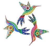 BCOATH 3 pièces Ornements Muraux Métal Oiseau Décoration Suspendue Intérieur Extérieur et Colorée