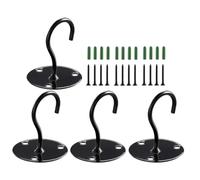 BCOATH Alliage D’aluminium Crochet Mural Noir Robuste 4 Pièces | Capacité Solide, Forme Simple, pour Tableau et Serviette de Bain, à Suspendre Murale Discrète