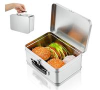 BCOATH Boîte à Lunch Vintage en Fer-blanc avec Poignée et Verrou, Design Multifonctionnel Unique, Conteneur Alimentaire Argenté pour Usage Personnel et Rangement