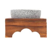 BCOATH Bol Diffuseur D'huiles Essentielles en Pierre 400ml Résistant la Chaleur avec Support en Bois Portable pour Sauna et Accessoires de Spa à Domicile