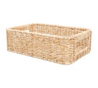 BCOATH Imitation Rotin Panier de Rangement 17x26x8 CM, Tressé Petit | Plastique, Poignées Latérales, Usage Polyvalent et Aéré, pour Bureau, Maison, Fruits
