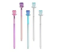 BCOATH Lot de 5 Stylos Fantaisie à Recharge Noire, Design Créatif en Plastique Léger, Écriture Propre, pour Étudiants et Bureau Couleur Aléatoire