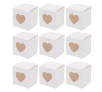 BCOATH Lot de 50 Boîtes de Bonbons Pliables en Papier Blanc avec Fenêtre de Cœur, Coffret Élégant pour Mariage ou Fêtes D'anniversaire