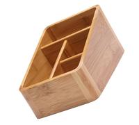 BCOATH Organisateur de Maquillage en Bambou Créatif 4 Compartiments, Design aux Coins Arrondis, Boîte de Rangement Saine et Ordonnée pour Bureau ou Maison
