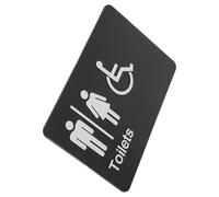BCOATH Panneau de toilettes pour entreprise en plastique ABS noir, avec braille, flèche directionnelle et adhésif, indicateur de toilettes non genrées pour bureaux et restaurants