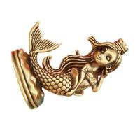 BCOATH Statue de Sirène Ornement Minuscule d'animal Marin en Laiton, Petite Figurine Couronne, Sculpture Décorative, Décoration de Bureau et Bibliothèque, Style Océan