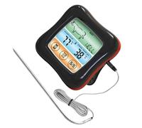 BCOATH Thermomètre à Viande Numérique Noir Minuterie, Acier Inoxydable et Abs, Précis à ±1°c, pour Cuisson de Dinde et Porc au Barbecue