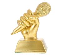 BCOATH Trophée du Microphone en Résine Légère Couleur Or, Facile à Transporter et Ranger, Prix du Concours de Chant pour Garçon et Filles Décoration Musicale