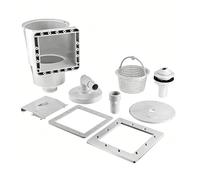Bcuuozeeing Skimmer - Kit complet de piscine encastrable - Blanc - Pour bassins à paroi en acier - Kit de nettoyage de piscine - Raccord de tuyau de 32 mm et 38 mm - Pour piscine à paroi en acier