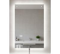 BD ART - Miroir mural - Grand miroir de salle de bain - Miroir pleine longueur - Avec éclairage LED - Miroir mural de salle de bain avec éclairage - (Luna, 60 x 80 cm)