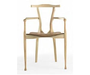 BD BARCELONA DESIGN chaise GAULINO (Naturel, coussin naturel C13 - Frêne verni et cuir)
