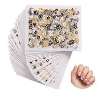BDEPSTR 30 Feuilles Stickers Ongles Enfant et Femme, Autocollant Ongle Papillon Noir et Or, Nail Art Stickers Autoadhésifs Motifs Fleurs et Cœurs, Décoration de Manucure DIY pour Filles