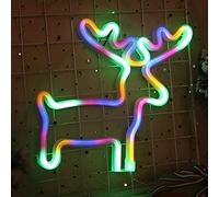 Bderkz Coloré Renne Enseignes Au Néon LED Créative Mignonne Mur Décor Lumière pour Chambre Noël Cadeau Festif USB et Alimenté par Batterie Veilleuse Décoration de Fête