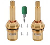 BDHDHWEFE 1 paire de cartouches remplacement for robinet en laiton chaud et froid, valve à tige disque céramique 20 dents G1/2" avec for réparation d'évier(2-9/16"-3/8")