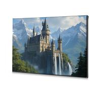 BDIS Autocollants muraux en forme de fleur Château dans les montagnes - Décoration murale - Style shabby chic - 30 x 40 cm