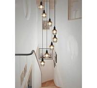 BDS lighting Lustres en Spirale Multi de Chandelier d'escalier de Boules de Verre Multi rétro pour la Villa Lustre d'escalier Duplex Lustre E27 LED, Grande Taille (Taille : 8 Balls)