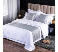 BDSHGRDH Chemin de lit en Coton rhombique Bleu Roi, Couvre-lit, écharpe, jeté for Pied de lit, Luxueux et Moderne, Protecteur de literie, Chemin de lit for hôtel/Maison(Grey,50 * 240cm for 180cm Bed)