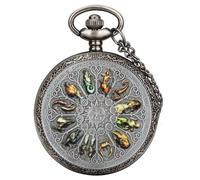 BDSHGRDH Montre de Poche， Montre de Poche en Forme Goutte d'eau, Douze Constellations, Couleur Caoutchouc, rétro, civilisation Maya, Suspendue avec chaîne